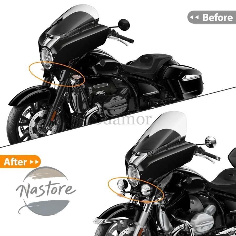 並行輸入品 BMW バイク ヘッド カスタム ヘッドライト ライト ブラケット ledスポットライト r18 2021-23 マウントバー ウインカーアセンブリ フォグランプ_5