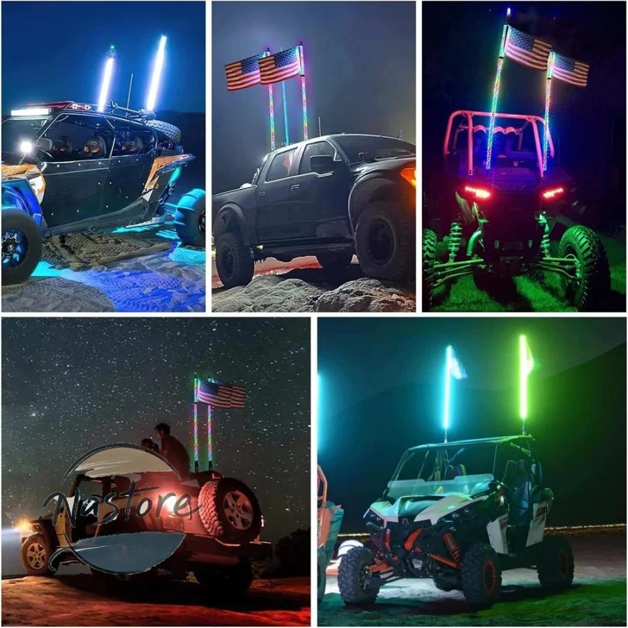 並行輸入品 ledライト アンテナホイップライト 景観ライト 2フィート偏光 rzr オフロードトラック 砂バギー dune フラッグポールランプ カスタムパーツ 部品_1