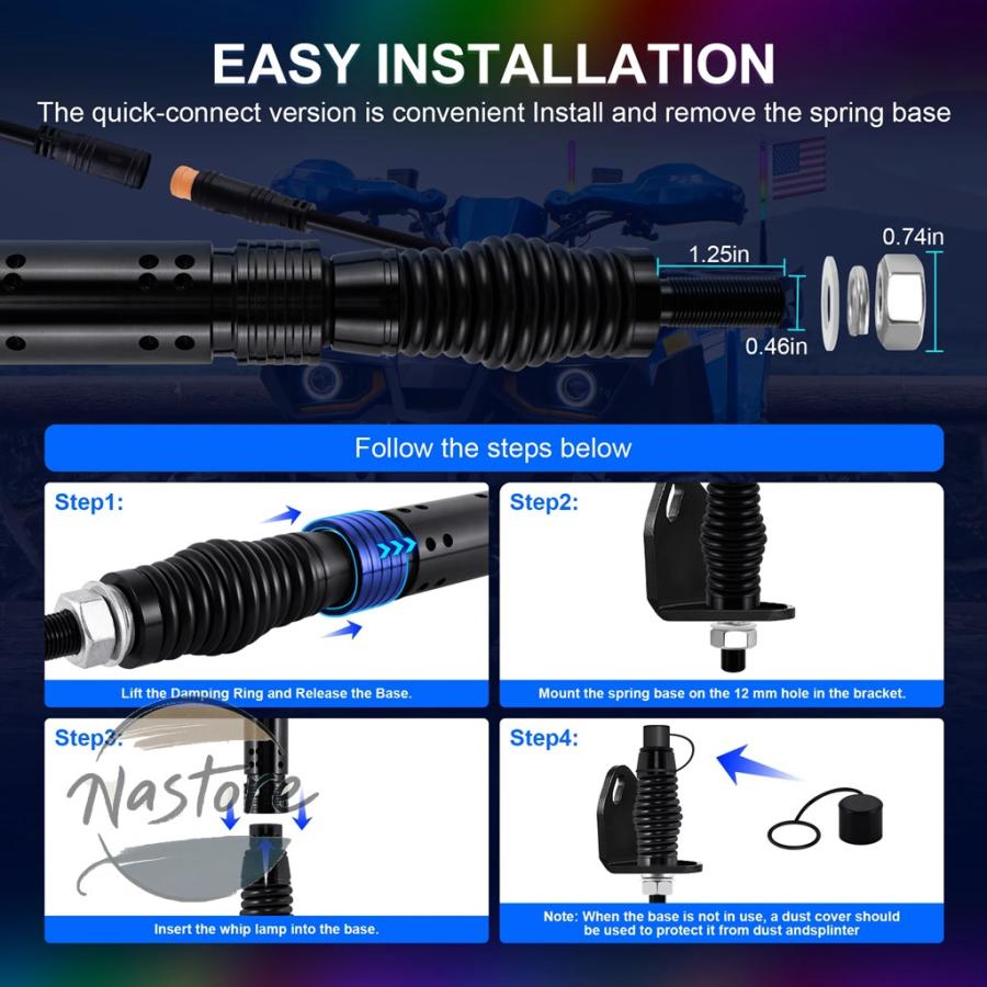 並行輸入品 ledライト アンテナホイップライト 景観ライト 2フィート偏光 rzr オフロードトラック 砂バギー dune フラッグポールランプ カスタムパーツ 部品_3