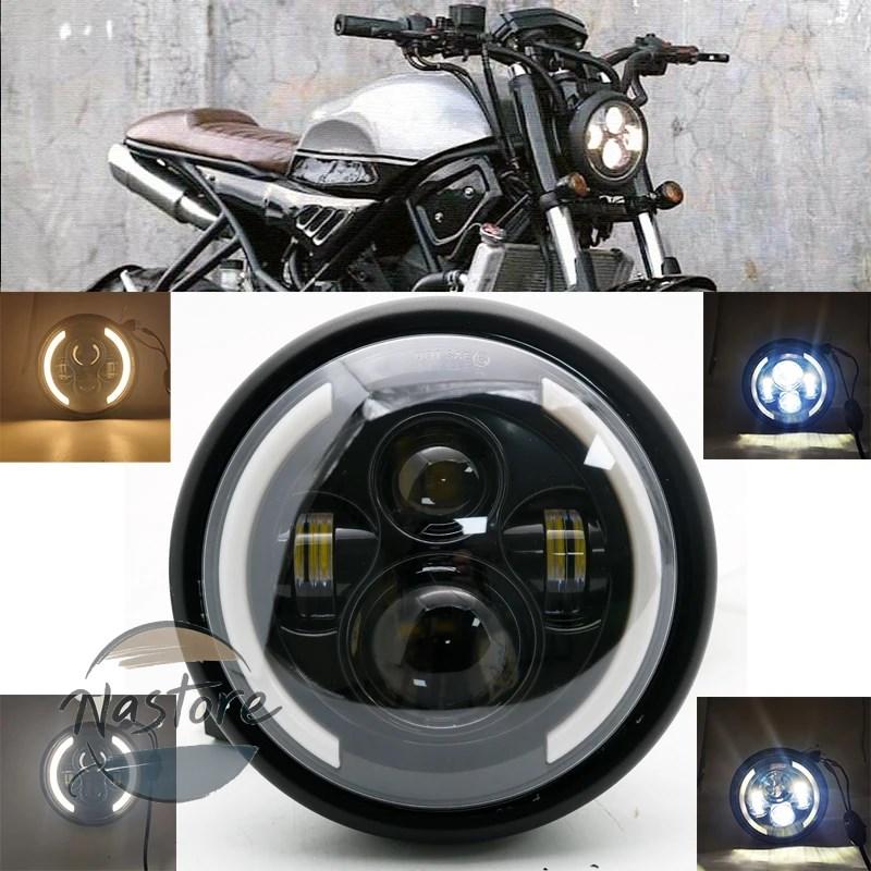 並行輸入品 ホンダ honda バイク ヘッドライト ヘッド ライト 7.5 インチ led ハーレー カフェレーサー drl ランプハウジングホーネット カスタムパーツ 部品_1
