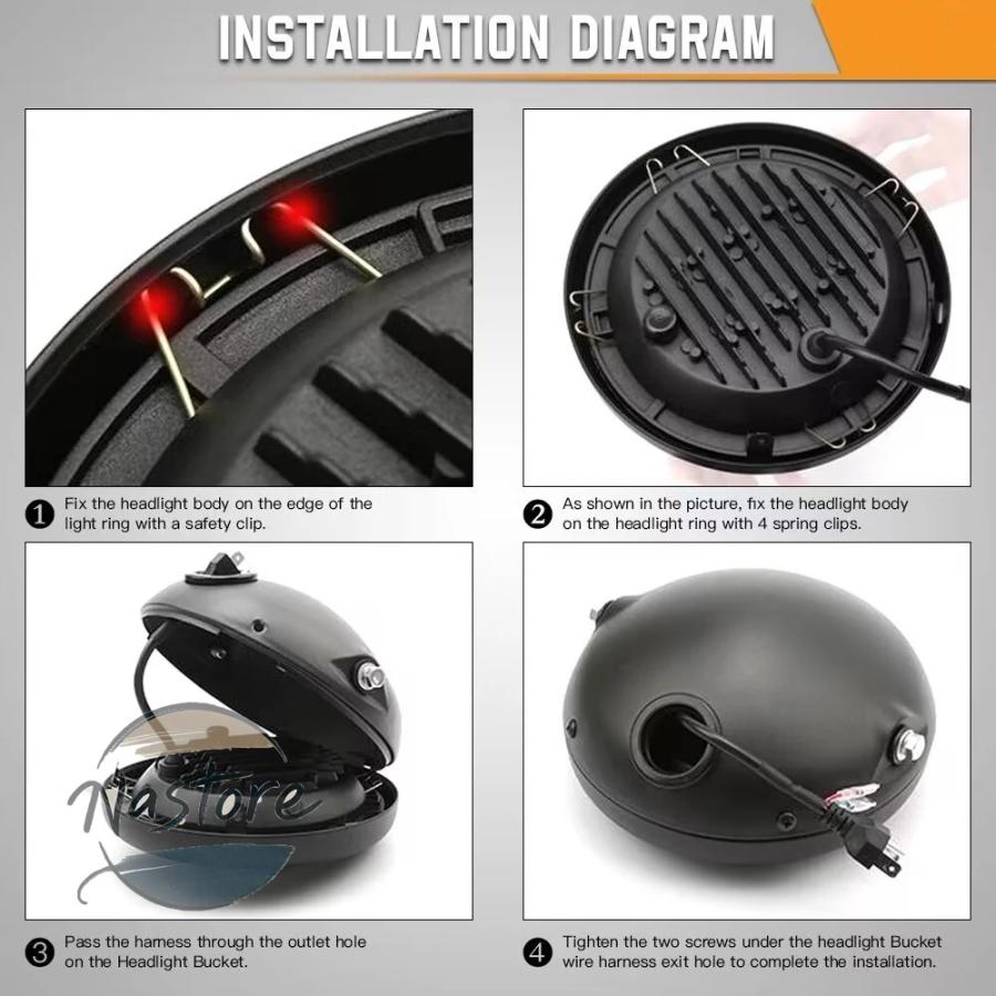 並行輸入品 ホンダ honda バイク ヘッドライト ヘッド ライト 7.5 インチ led ハーレー カフェレーサー drl ランプハウジングホーネット カスタムパーツ 部品_5