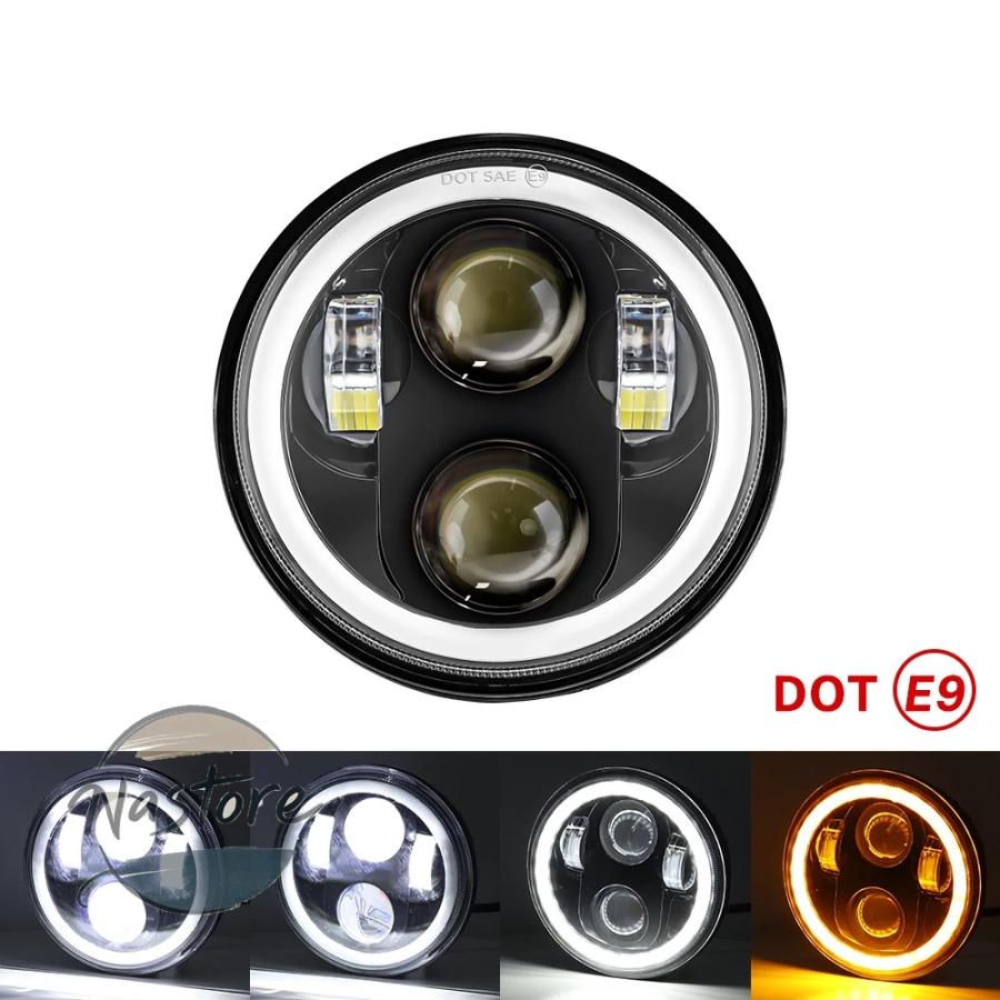 並行輸入品 バイク ヘッドライト ヘッド ライト 1 個 5.75 インチ led