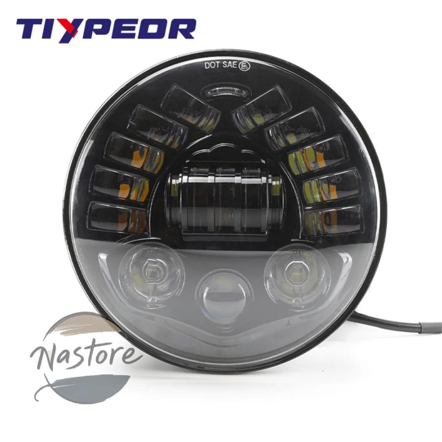 並行輸入品 インディアン バイク フォグランプ ヘッドライト tiypeor ラウンド 7インチ drl カスタムパーツ 部品 アクセサリーの画像