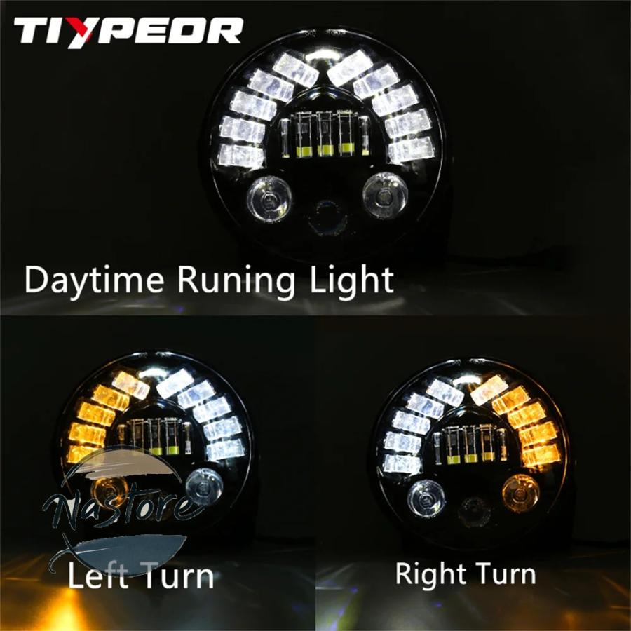 並行輸入品 インディアン バイク フォグランプ ヘッドライト tiypeor ラウンド 7インチ drl カスタムパーツ 部品 アクセサリーの画像