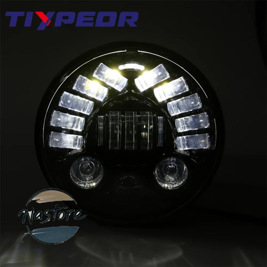 並行輸入品 インディアン バイク フォグランプ ヘッドライト tiypeor ラウンド 7インチ drl カスタムパーツ 部品 アクセサリーの画像