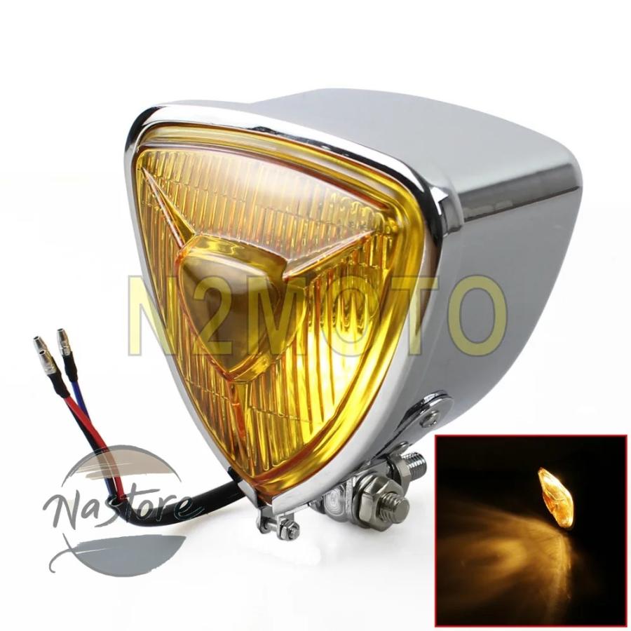 並行輸入品 h4 バイク ヘッドライト カスタム ヘッド ライト ヴィンテージトライアングル 12v 55 60wランプハーレー カスタムパーツ 部品 アクセサリーの画像