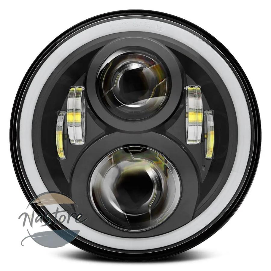 並行輸入品 ホンダ honda バイク ヘッドライト ヘッド ライト 7 インチインチled ランプ drl ハロー 75 ワットラウンド led cb 400 1300 カスタムパーツ 部品の画像