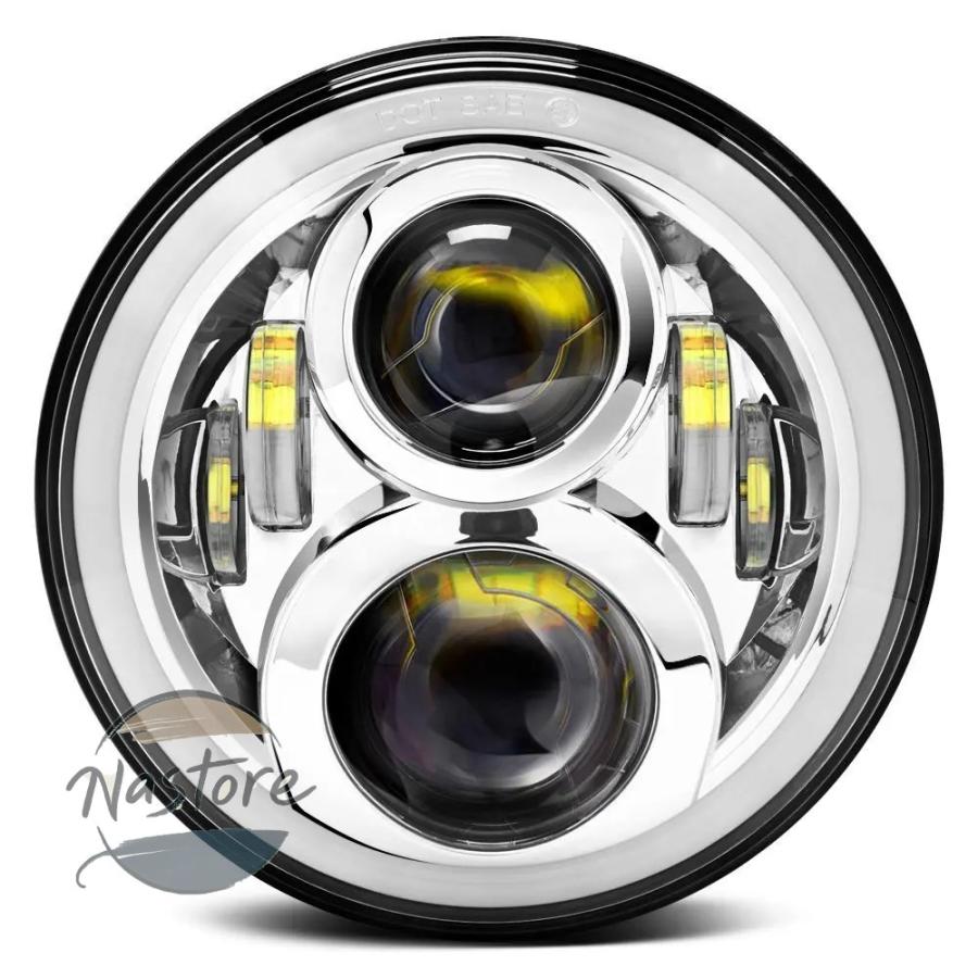 並行輸入品 ホンダ honda バイク ヘッドライト ヘッド ライト 7 インチインチled ランプ drl ハロー 75 ワットラウンド led cb 400 1300 カスタムパーツ 部品の画像