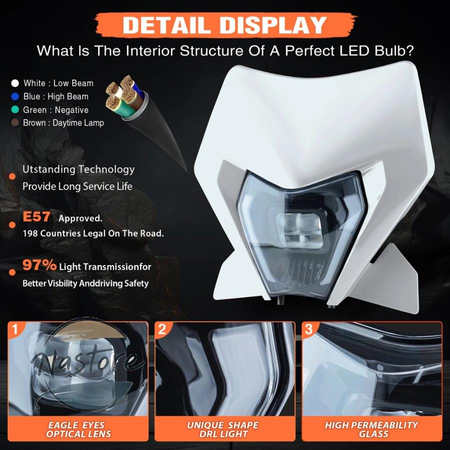 並行輸入品 KTM バイク ヘッドライト led exc xc sx mx 125 250 300