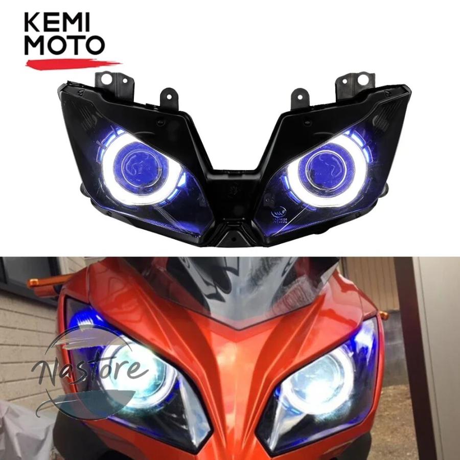 並行輸入品 バイク ヘッド ヘッドライト ニンジャ300 ライト ニンジャ 300 zx 6r 2013 2016 ランプ led エンジェルアイランプライト フィット ヴェルシス 65_2