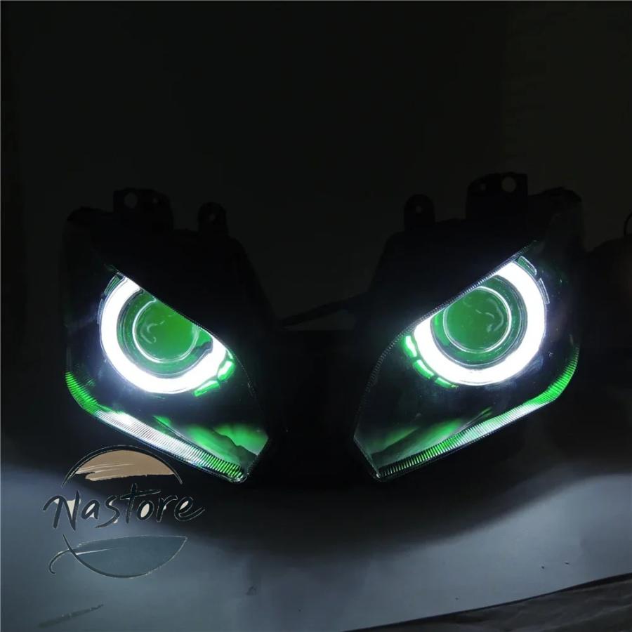 並行輸入品 バイク ヘッド ヘッドライト ニンジャ300 ライト ニンジャ 300 zx 6r 2013 2016 ランプ led エンジェルアイランプライト フィット ヴェルシス 65_3