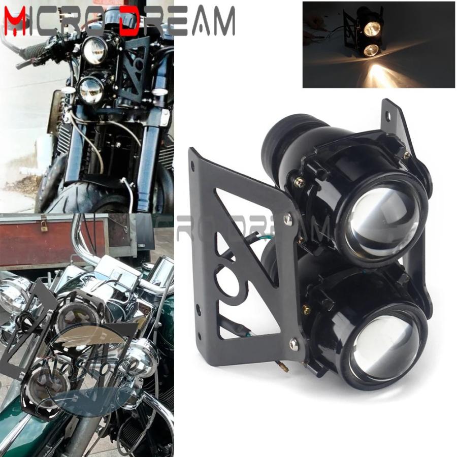カスタムバイクパーツ ダブルヘッドライト 並行輸入品 バイク デュアル ダブル ツインライト ストリート