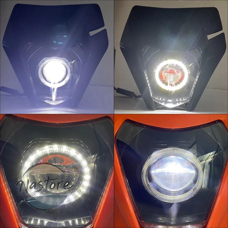 並行輸入品 バイク ヘッドライト ヘッド ライト ラウンド led 芯ランプスーパーモトフェアリングモトクロスエンデューロ 2019 exc sxf カスタムパーツ 部品の画像
