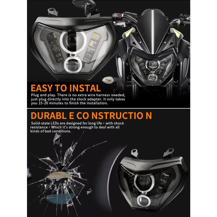 並行輸入品 ヤマハ バイク ヘッド ヘッドライト ライト led ランプ mt07 2018 2019 mt09 fz09 2014 2015 2016 drl mt 09 07の画像