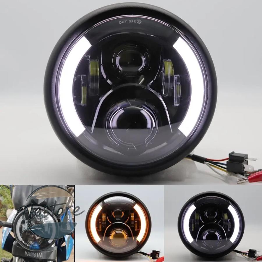 並行輸入品 スズキ suzuki バイク ヘッドライト ラングラー ヘッド ライト 7.5 インチラウンド led drl ハローリング角目 vaz 2101 カスタムパーツ 部品_2