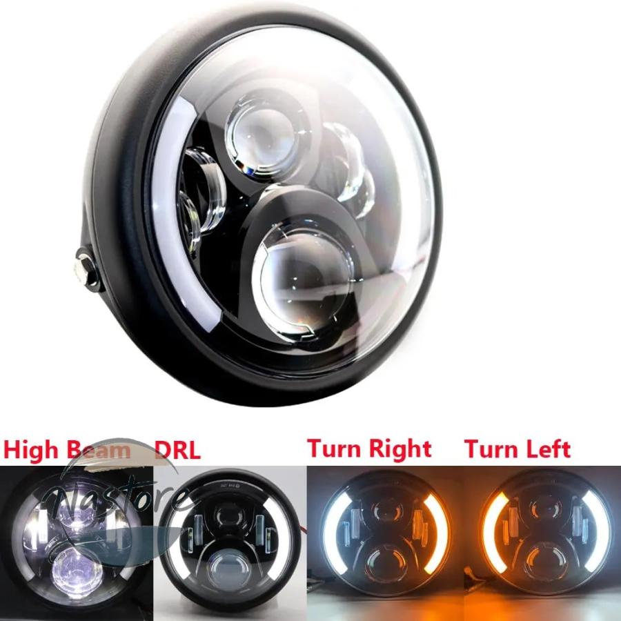 並行輸入品 スズキ suzuki バイク ヘッドライト ラングラー ヘッド ライト 7.5 インチラウンド led drl ハローリング角目 vaz 2101 カスタムパーツ 部品_4