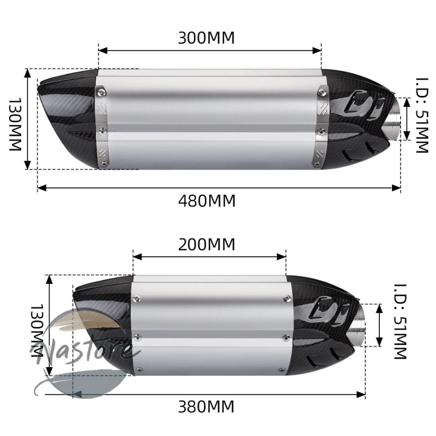 並行輸入品 バイク マフラー 部品 カスタムパーツ アクセサリー 汎 51mm パイプ エスケープ モト er6n sv650 crf 230 z8の画像