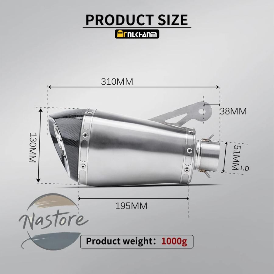 並行輸入品 バイク マフラー カスタム 部品 カスタムパーツ アクセサリー 51mm汎 排気システムakチタンカーボン s1000r z900 mt09 gsx600の画像