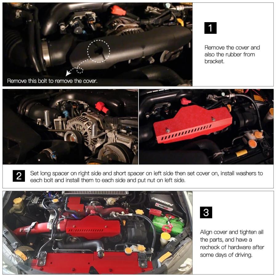 並行輸入品 カバー スバル SUBARU WRX STI 02-17 オルタネータープーリー ベルト レッド/ブラックの画像