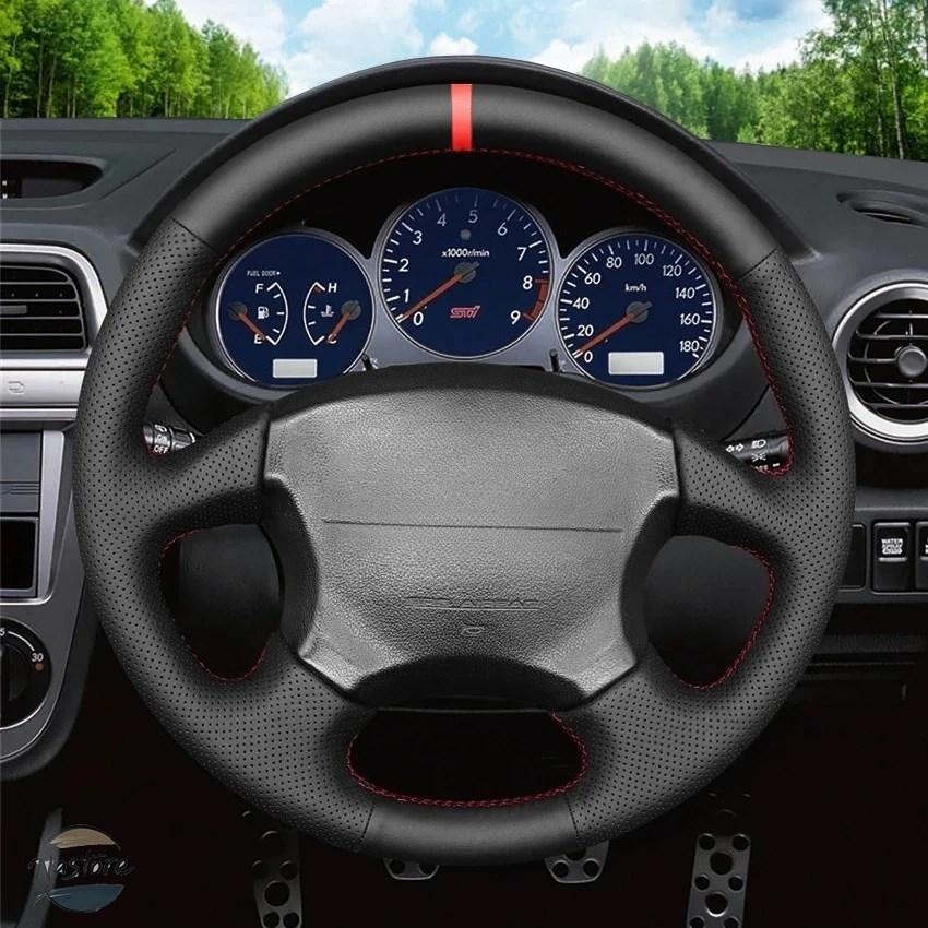 並行輸入品 カバー ホイール スバル SUBARU インプレッサ WRX STI 1999-2004 ブラック フェイクレザー カーステアリング_2