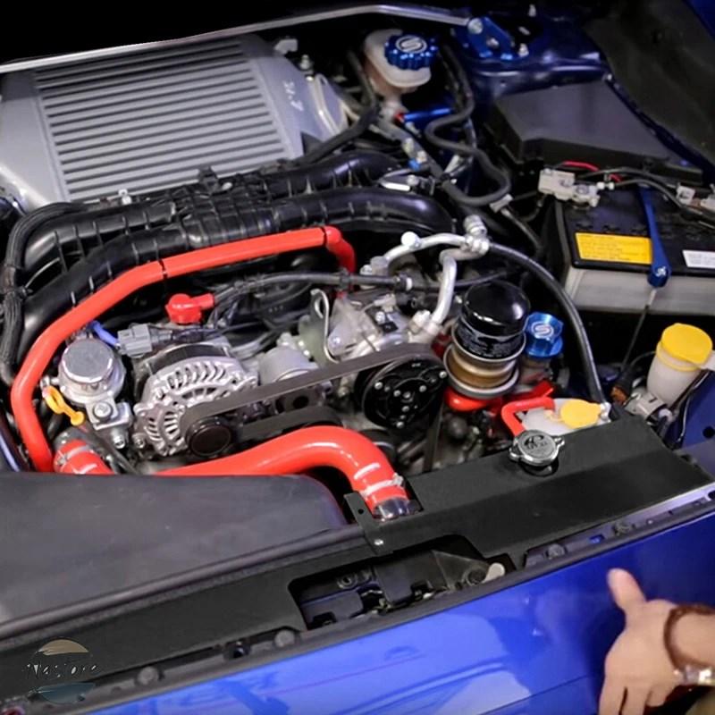 並行輸入品 カバー フロント キット エンジン スバル SUBARU WRX STI 2014-2021 アルミ製 レッド ブラック フード ボンネットの画像