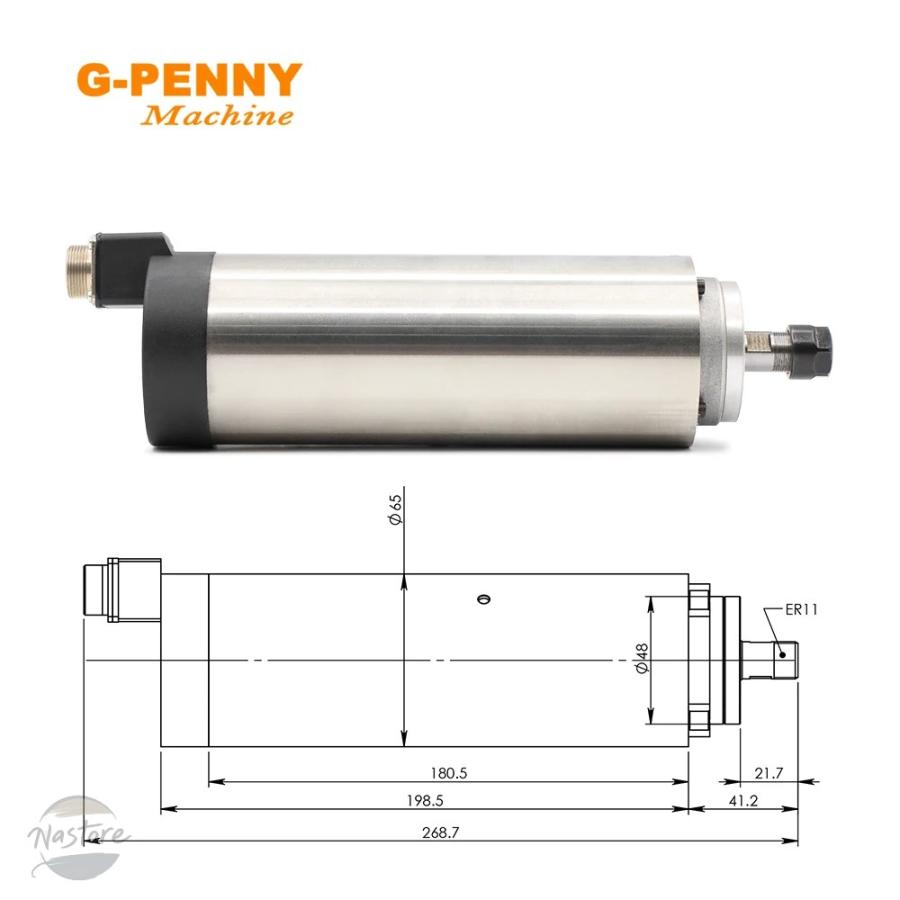 並行輸入品 G-PENNY 0.8KW ER11 空冷式スピンドルモーター 65MM 彫刻 フライス加工 研削 ボールベアリング 精度0.01MM_1