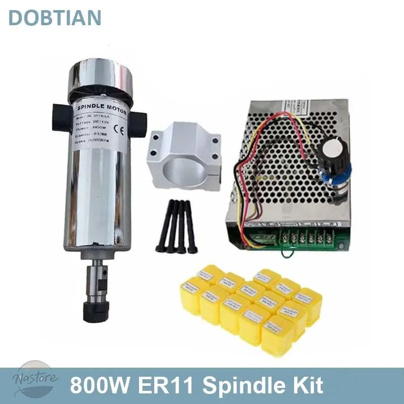 並行輸入品 キット 空冷0.8KW DC110V 20000RPM スピンドルモーターER11/チャック800Wスピンドルモーター+電源スピード調速機彫刻_1