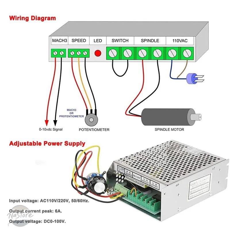 並行輸入品 キット 0.5KW クランプ 空冷式スピンドル 500W スピンドルモーター + ER11 チャック + 電源 スピードガバナー + 52MMの画像