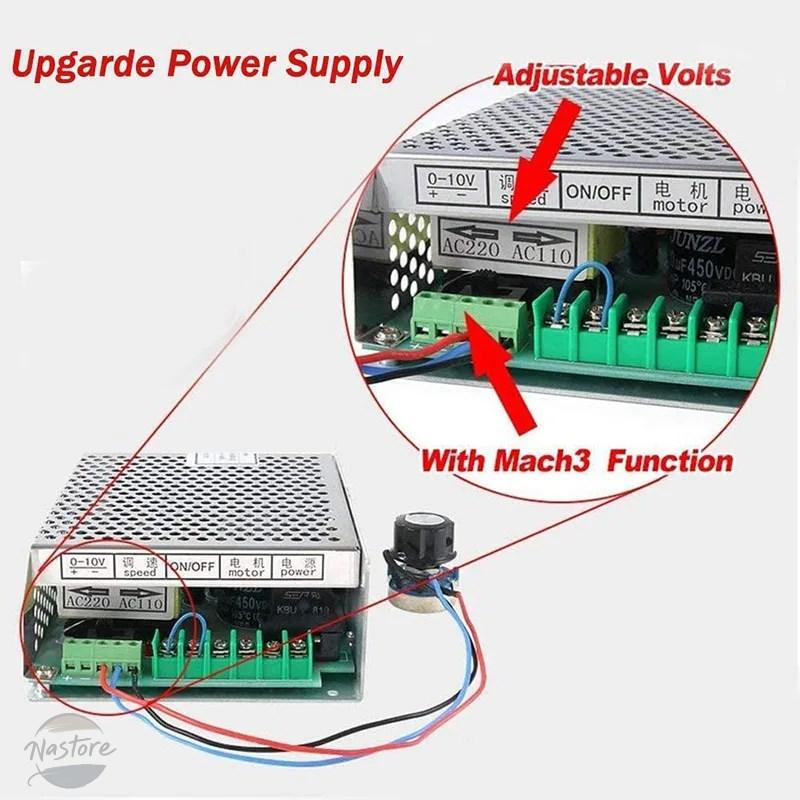 並行輸入品 キット 0.5KW クランプ 空冷式スピンドル 500W スピンドルモーター + ER11 チャック + 電源 スピードガバナー + 52MMの画像
