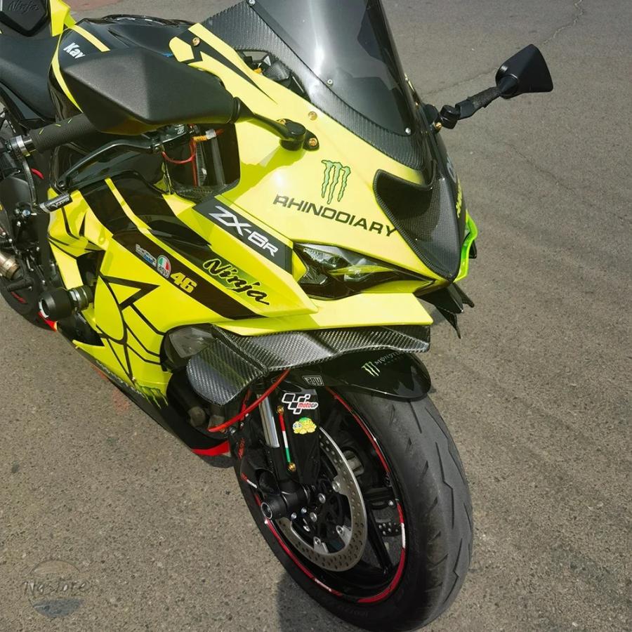 並行輸入品 フロント カワサキ ZX-6R 100% カーボン リップスポイラー