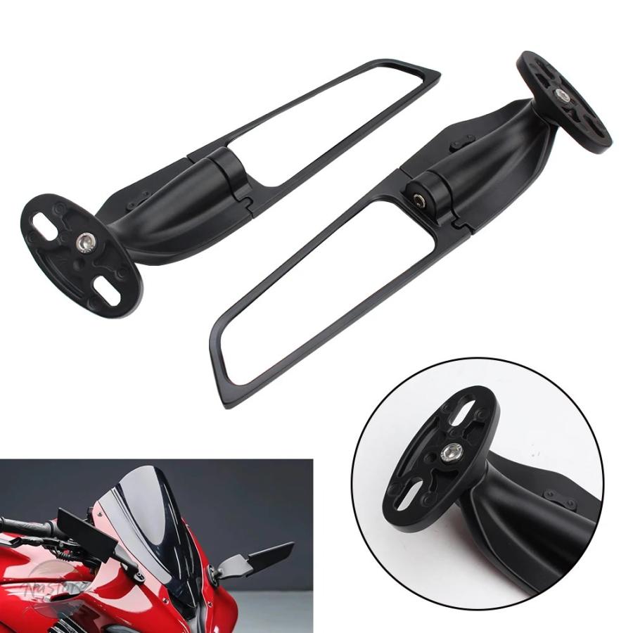 並行輸入品 バイク カスタム バックミラー ウイング エアロダイナミック 回転式 合金 サイドミラー 8/10mm 汎 アクセサリー 部品 カスタムパーツの画像