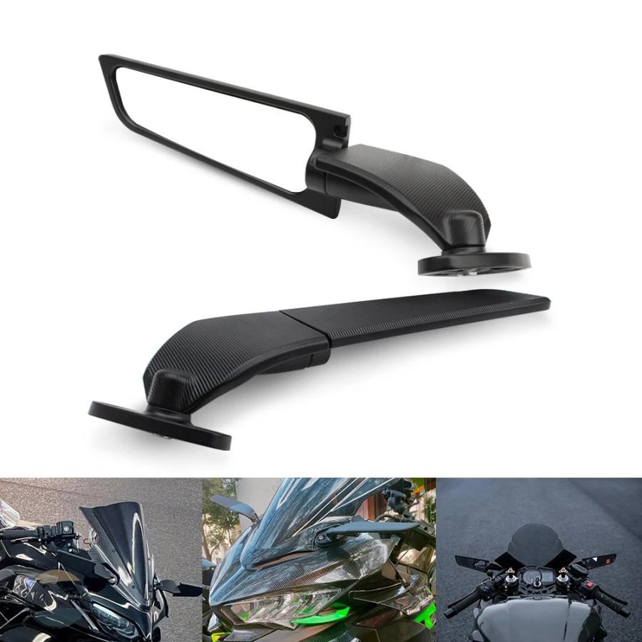 並行輸入品 バイク カスタム バックミラー ウイング エアロダイナミック 回転式 合金 サイドミラー 8/10mm 汎 アクセサリー 部品 カスタムパーツの画像