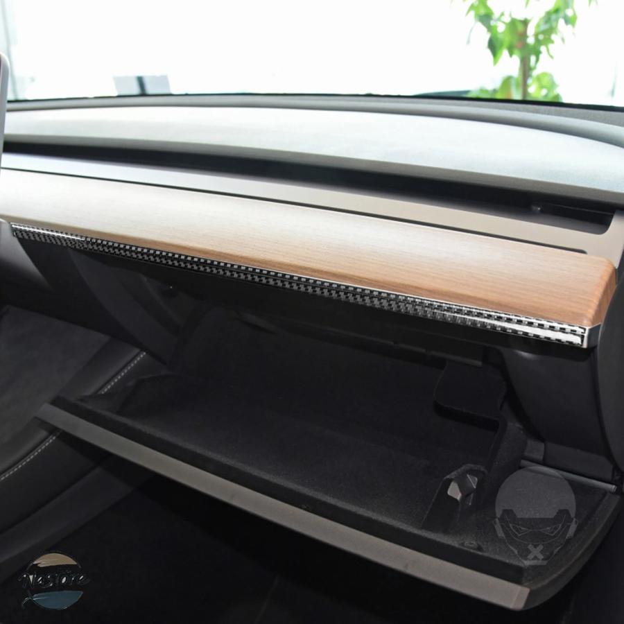 並行輸入品 TESLA MODEL Y 2020+ MODEL 3 2017-22 カーボン 副パイロットダッシュボードパネル装飾ストリップ 内アクセサリーの画像