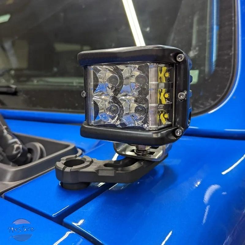 並行輸入品 フロント JT Aピラーガラス JEEP WRANGLER JL/JLU 18-22 GLADI 対応 補助ライト ライトマウントブラケット 1ペアの画像