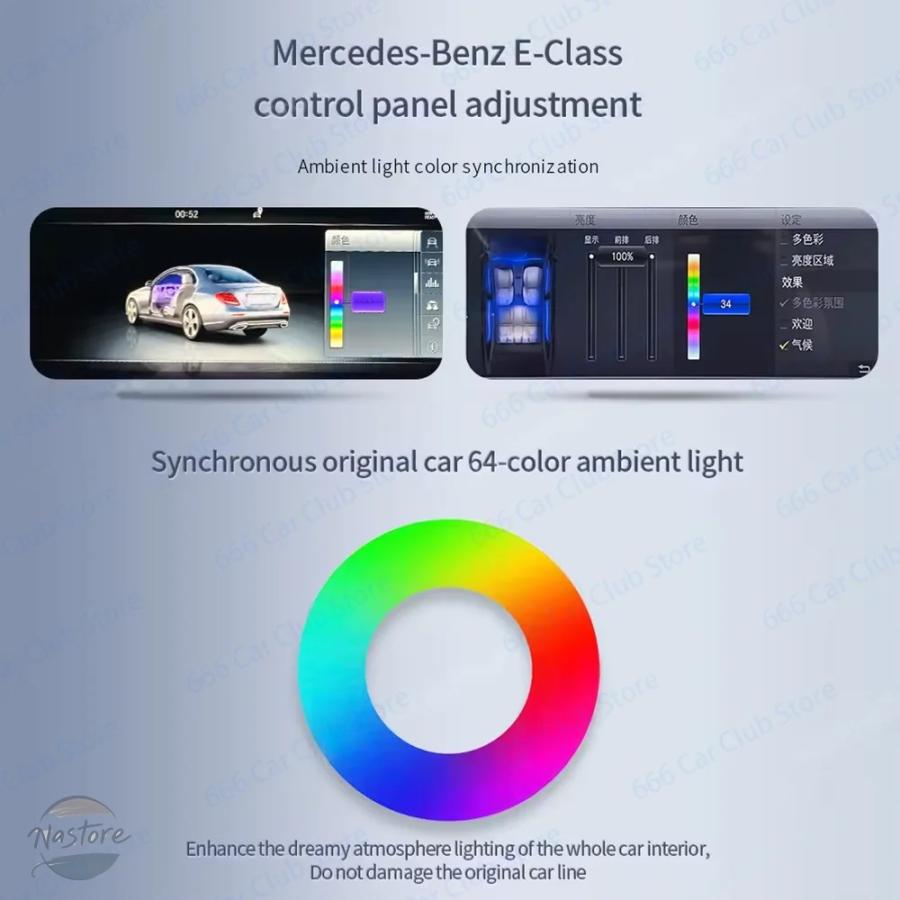並行輸入品 64 色ターボベントムードライトメルセデス ベンツ W213 E クラス E43 E53 E250 車 LED エアアウトレット LNDOOR 装飾ライト_7