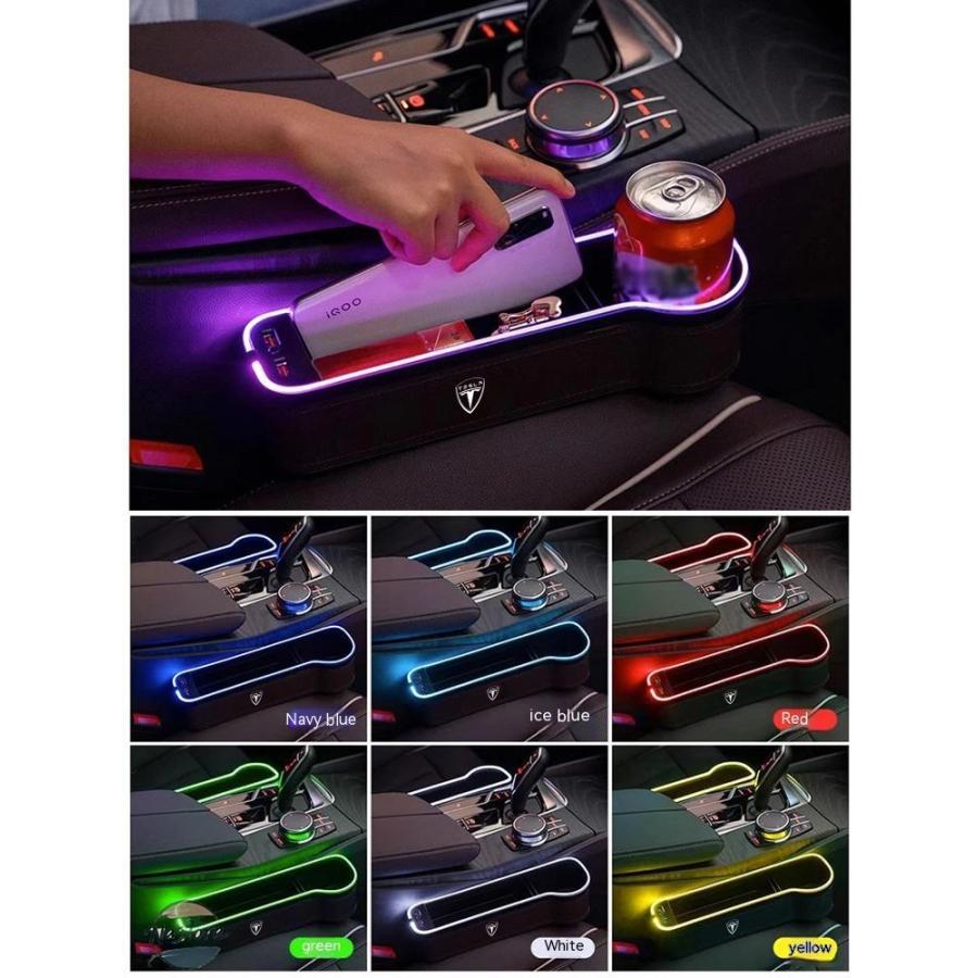 並行輸入品 テスラ リア カスタム LED 7 色シートスロット収納ボックスモデル 3 モデル Y S X 自動車テスラインテシートアクセサリーの画像