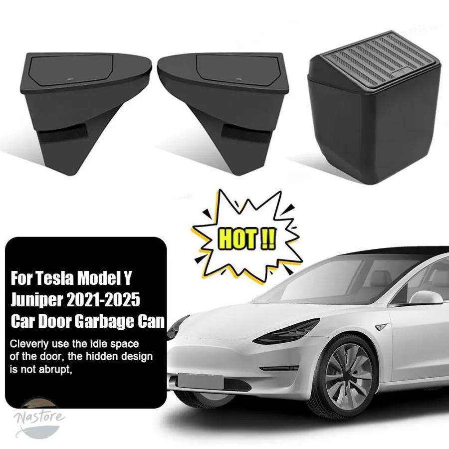 並行輸入品 テスラ モデルY ジュニパー 2021-2025 フロントドア用ゴミ箱 リアセントラルコントロール ゴミ箱 防水収納ボックス 車用アクセサリー V0B8_3