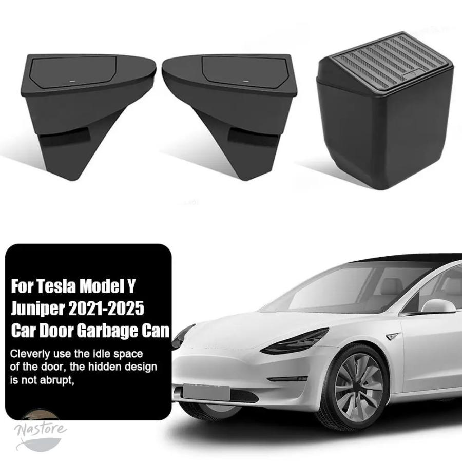 並行輸入品 テスラ モデルY ジュニパー 2021-2025 フロントドア用ゴミ箱 リアセントラルコントロール ゴミ箱 防水収納ボックス 車用アクセサリー V0B8_4