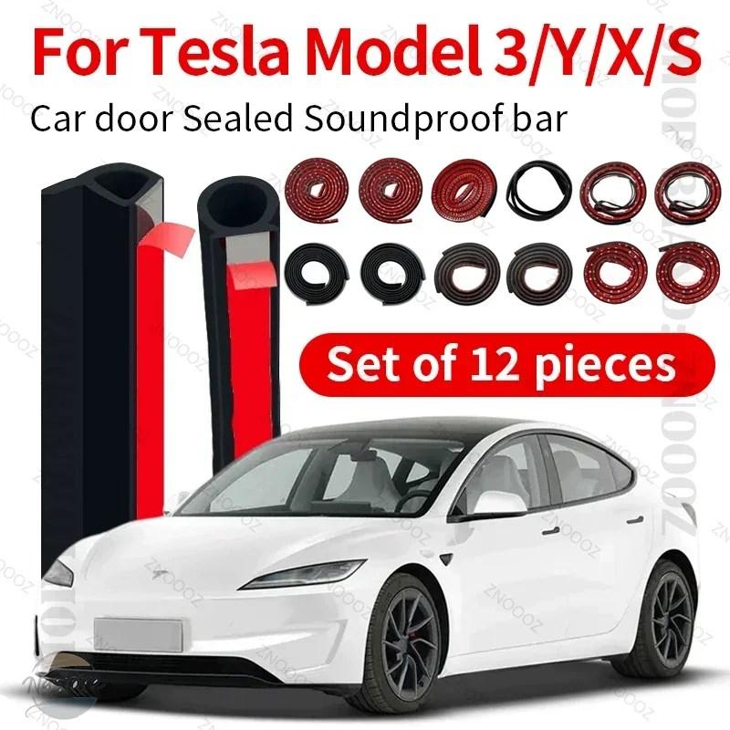 並行輸入品 12個入り 車のドアシールストリップ ゴム製 二重層 シーリングプロテクター 防音ストリップ 防塵シールストリップ テスラ モデルS 3 X Y用の画像