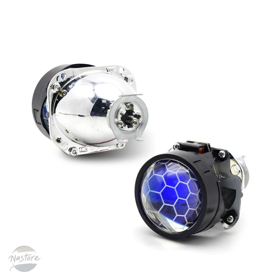 並行輸入品 バイク キット 2個サッカーブルーコーティングチューニング悪魔 ような目でバイキセノンhidプロジェクターレンズ 前照灯h1 h4 h7車組立 部品の画像