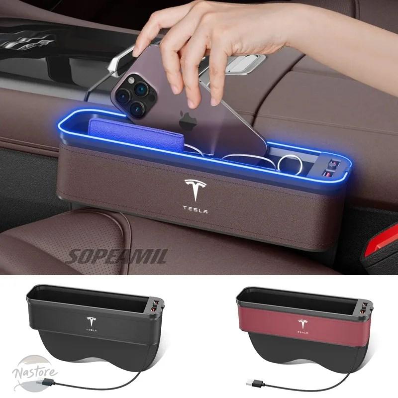 並行輸入品 車用USB充電多機能隙間収納ボックスシートギャップボックス テスラ サイバートラック ロードスター モデル3 モデルY モデルS モデルX用の画像