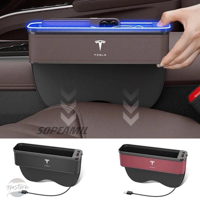 並行輸入品 車用USB充電多機能隙間収納ボックスシートギャップボックス テスラ サイバートラック ロードスター モデル3 モデルY モデルS モデルX用の画像