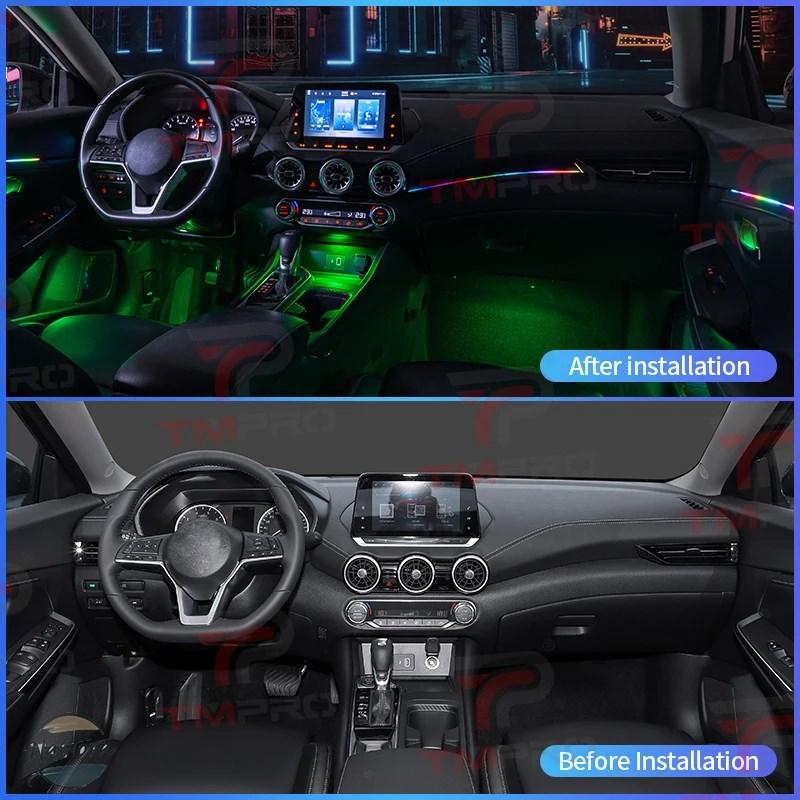 並行輸入品 ユニバーサルシンフォニーカー LED アンビエントライト 64 RGB カラー車内アクリルライトガイド装飾雰囲気ライト 19/23/インチ 1の画像