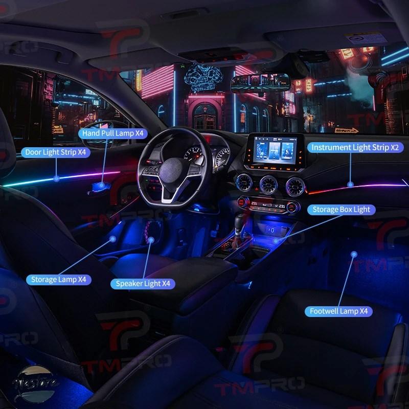 並行輸入品 ユニバーサルシンフォニーカー LED アンビエントライト 64 RGB カラー車内アクリルライトガイド装飾雰囲気ライト 19/23/インチ 1の画像