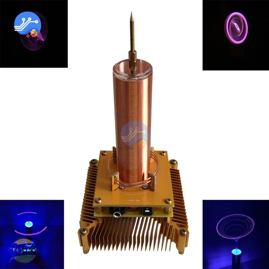 並行輸入品 ミュージカルテスラコイル音楽プラズマスピーカー DC8-32v プラズマ音楽テスラコイルモジュールゴールデンアクリルシェル EU/米国電源プラグ_6