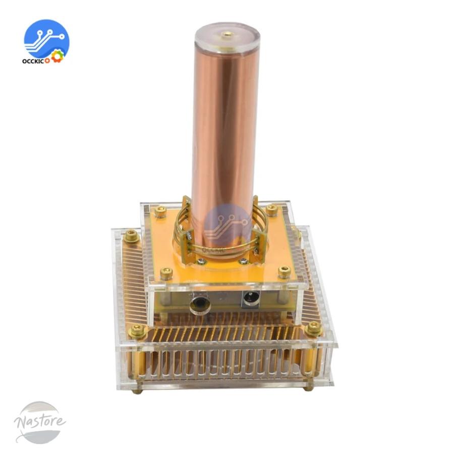 並行輸入品 ミュージカルテスラコイル音楽プラズマスピーカー DC8-32v プラズマ音楽テスラコイルモジュールゴールデンアクリルシェル EU/米国電源プラグ_7