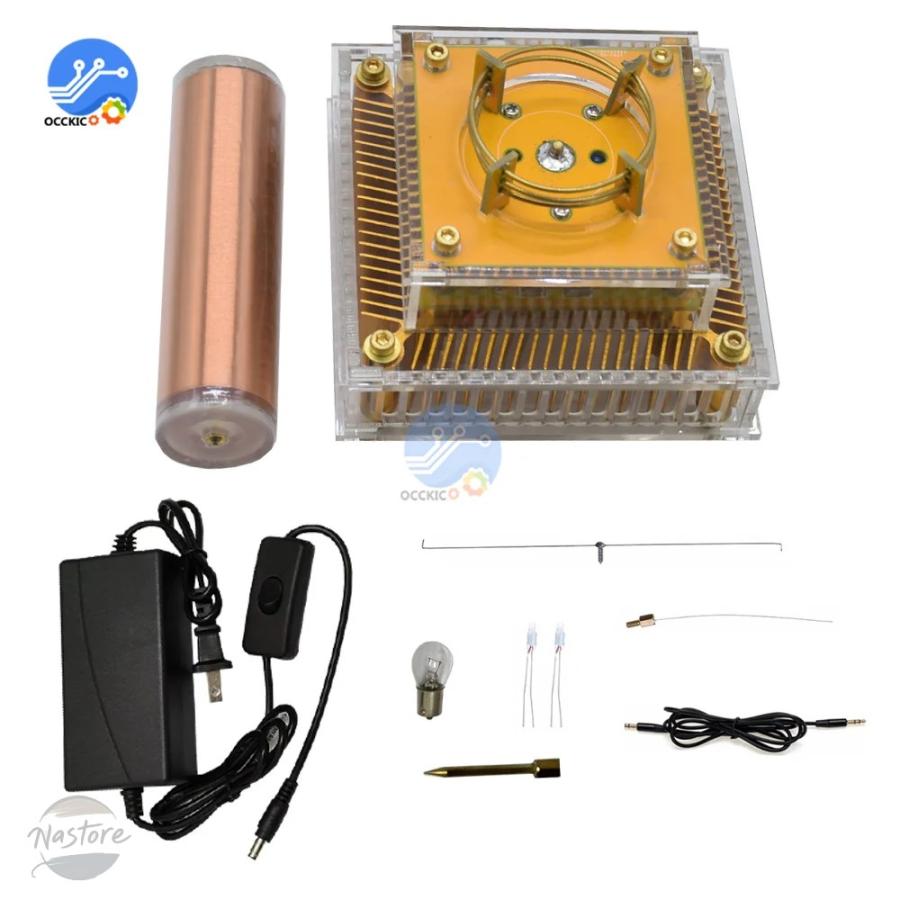 並行輸入品 ミュージカルテスラコイル音楽プラズマスピーカー DC8-32v プラズマ音楽テスラコイルモジュールゴールデンアクリルシェル EU/米国電源プラグ_8