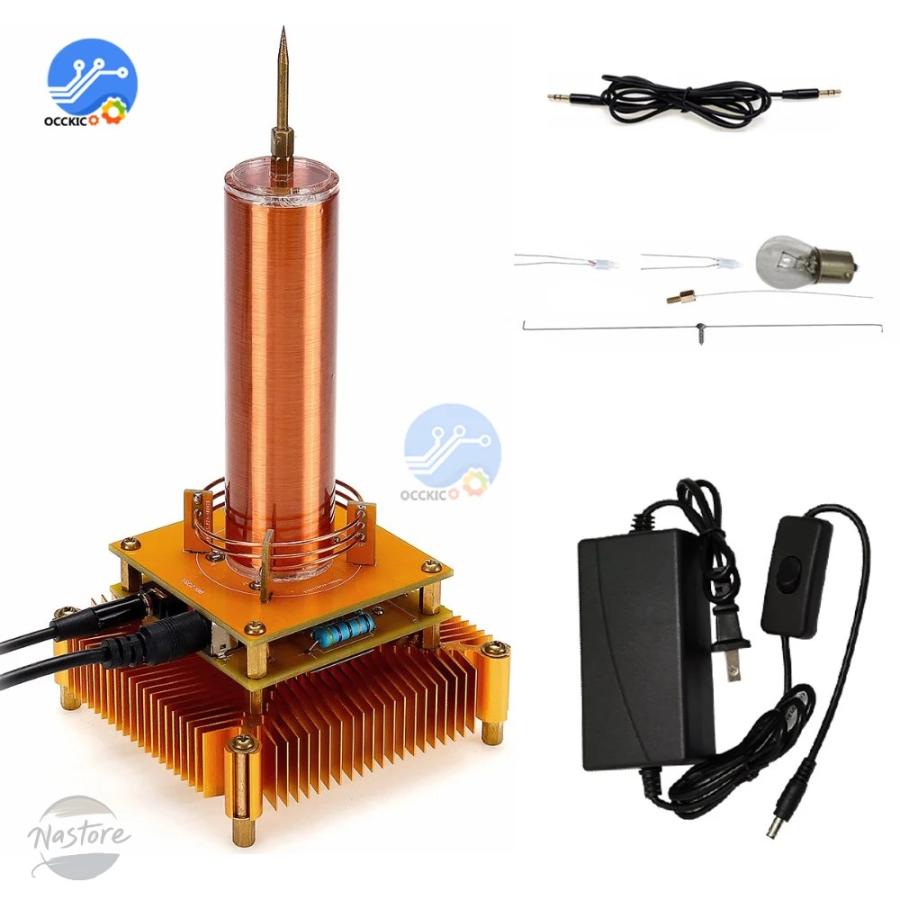 並行輸入品 ミュージカルテスラコイル音楽プラズマスピーカー DC8-32v プラズマ音楽テスラコイルモジュールゴールデンアクリルシェル EU/米国電源プラグ_9