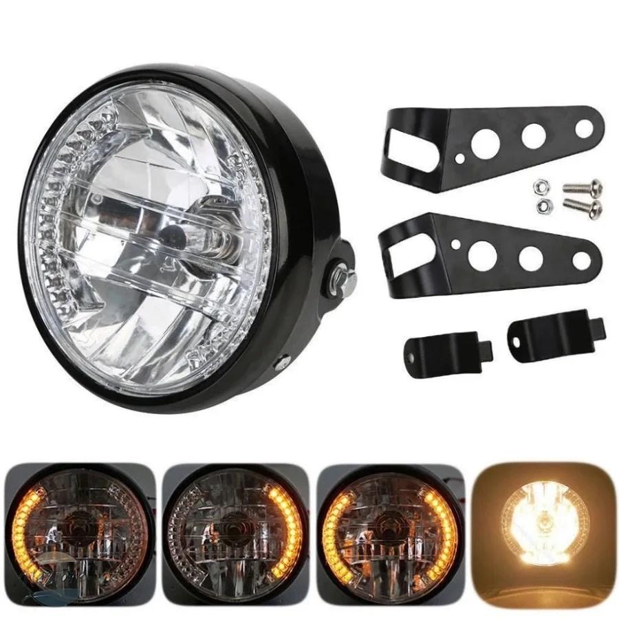 並行輸入品 h4 バイク ヘッドライト ウインカー 汎 led 9ワイヤー 7インチ 12v 35w カスタムパーツ 部品 アクセサリーの画像