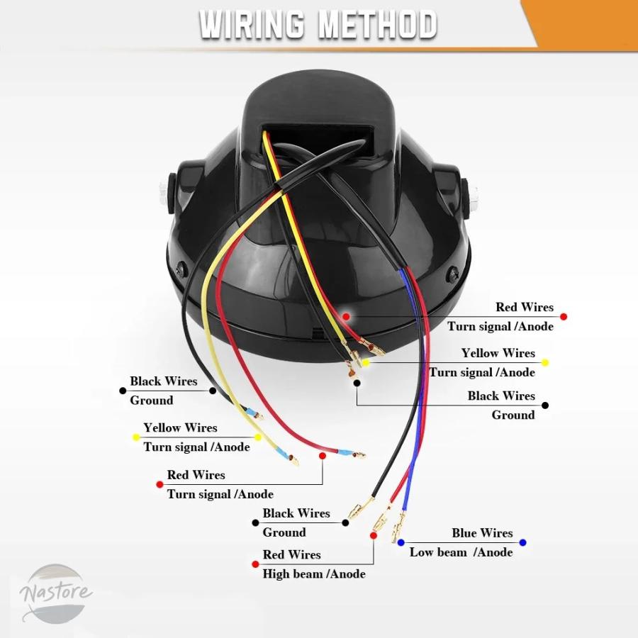 並行輸入品 h4 バイク ヘッドライト ウインカー 汎 led 9ワイヤー 7インチ 12v 35w カスタムパーツ 部品 アクセサリーの画像